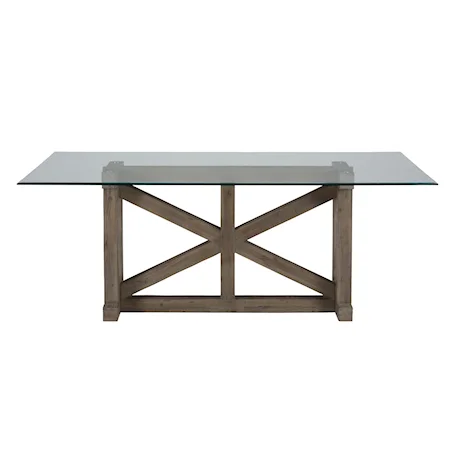 Trestle Dining Table with Glass Top